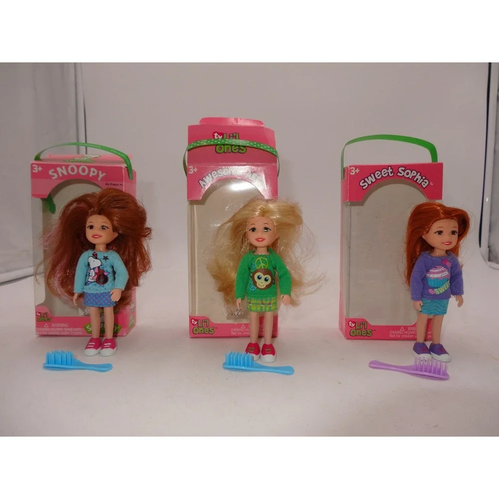 Ty‎ Li'l Ones Sweet Sophia Snoopy Awesome Abby Dolls with Original Boxes
